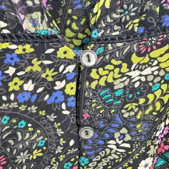 Anthro Dolan Womens Odessa Lightweight Blouse Size M Paisley Ruffle Lace Office - Picture 4 of 7